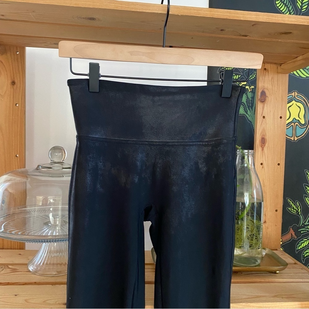 SPANX Black Faux Leather Leggings Pants - Picture 7 of 16